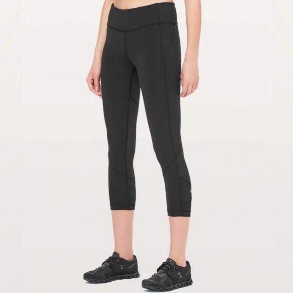 Lululemon Athletica Pace Rival Crop Classic Black Leggings 22” size 2 - Picture 1 of 8